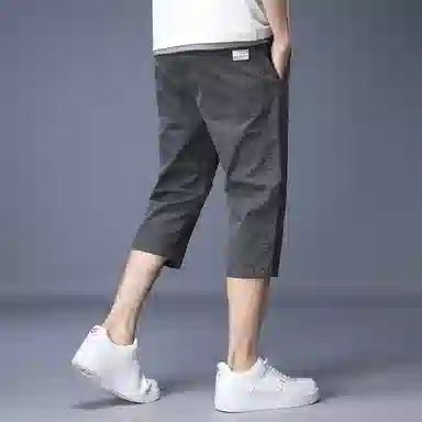 羽浅 薄款宽松直筒潮流舒适百搭弹力七分休闲短裤 男款