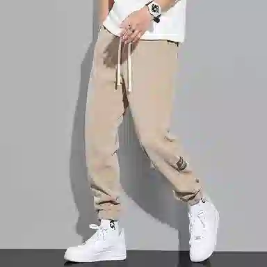 羽浅 宽松束脚简约百搭舒适弹力运动九分休闲裤 男款