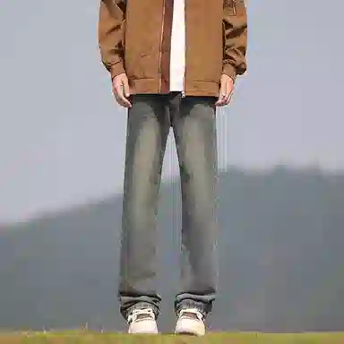 羽浅 港风运动宽松时尚简约直筒裤休闲长裤牛仔裤 男女同款