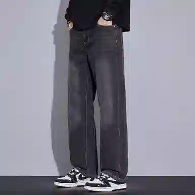 羽浅 秋冬季潮牌复古休闲宽松显瘦阔腿裤时尚潮流刺绣百搭怀旧耐磨直筒牛仔裤 男款