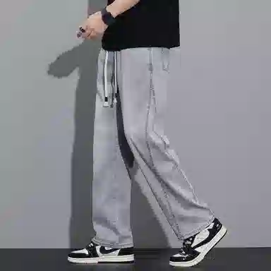 羽浅 宽松直筒薄款简约设计牛仔裤 男款