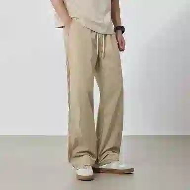 羽浅 薄款透气运动裤抽绳松紧腰宽松直筒长裤休闲裤 男女同款