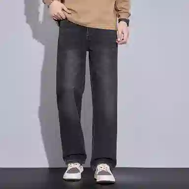 羽浅 秋冬季潮牌复古休闲宽松显瘦阔腿长裤潮流怀旧时尚耐磨百搭直筒牛仔裤 男款