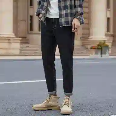 羽浅 修身小脚九分休闲裤百搭户外旅游逛街通勤锥形耐磨牛仔裤 男款