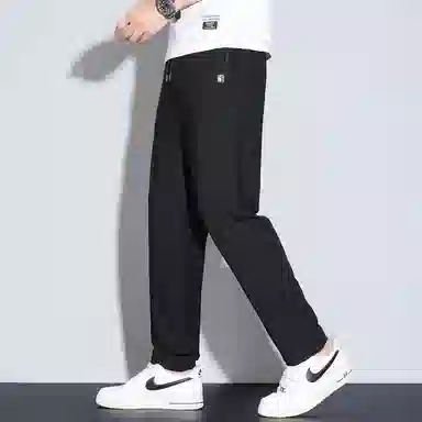 羽浅 夏季薄款冰丝束脚裤时尚拉链口袋运动速干长裤潮牌百搭大码休闲裤 男款
