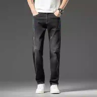 羽浅 薄款直筒韩版修身弹力长裤子休闲拖地夏季牛仔裤 男女同款