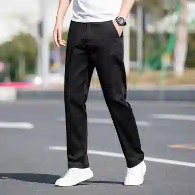 羽浅 夏季轻薄透气舒适长裤时尚商务大码裤子潮流宽松直筒百搭休闲裤 男款