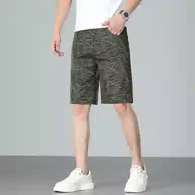 羽浅 美式潮流印花五分裤时尚舒适沙滩中裤潮牌修身百搭休闲短裤 男款