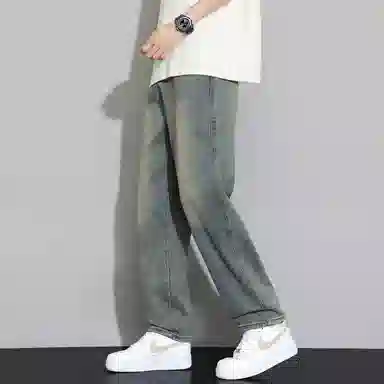 羽浅 休闲简约宽松直筒长裤美式高街多色水洗牛仔裤 男女同款