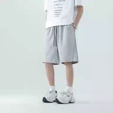 羽浅 宽松纯色美式五分裤休闲短裤 男女同款