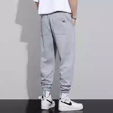 羽浅 宽松束脚简约百搭舒适弹力运动九分休闲裤 男款