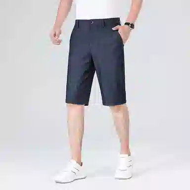 羽浅 高档莱赛尔天丝五分裤夏季薄款商务休闲时尚中裤潮流宽松直筒牛仔短裤 男款