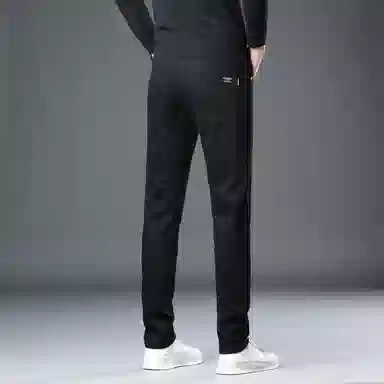 羽浅 秋冬厚款弹力百搭长裤潮流后袋袖标休闲裤子潮牌时尚修身显瘦小直筒牛仔裤 男款