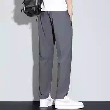 羽浅 夏季薄款冰丝束脚裤时尚拉链口袋运动速干长裤潮牌百搭大码休闲裤 男款