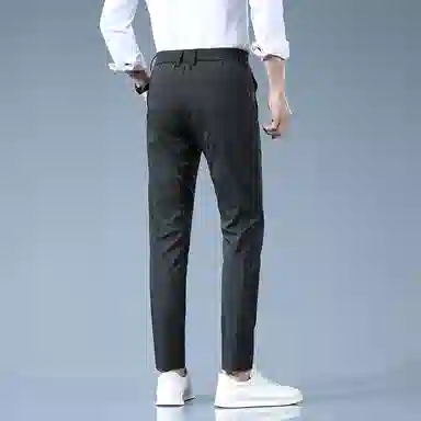 羽浅 薄款冰丝潮流条纹九分时尚轻商务弹力百搭休闲裤 男款