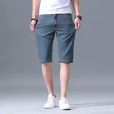 羽浅 夏季薄款莱赛尔天丝五分裤商务休闲直筒中裤时尚弹力修身舒适百搭牛仔短裤 男款