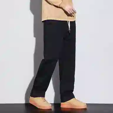 羽浅 纯棉休闲大口袋拼接简约纯色百搭透气美式宽松直筒痞帅工装裤 男款
