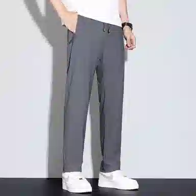 羽浅 夏季薄款冰丝束脚裤时尚拉链口袋运动速干长裤潮牌百搭大码休闲裤 男款