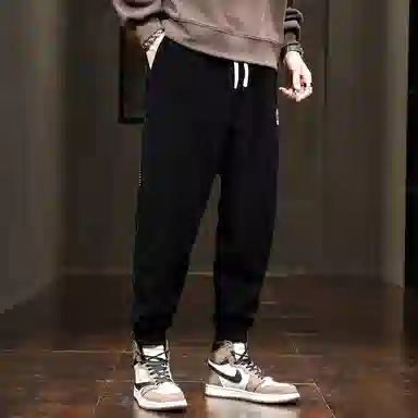 羽浅 潮牌宽松百搭运动束脚哈伦九分休闲裤 男款