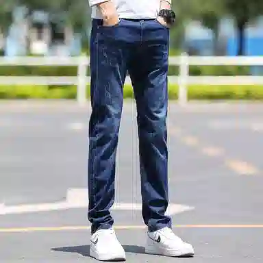 羽浅 夏季速干透气舒适个性百搭弹力修身直筒痞帅耐穿牛仔裤 男款