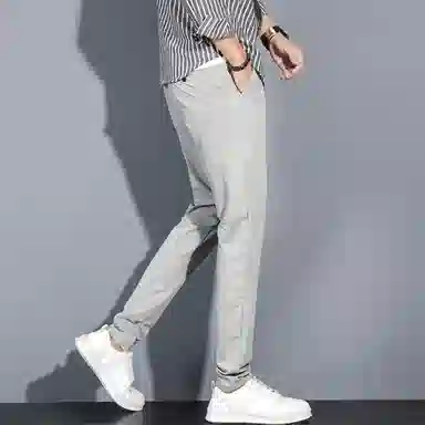 羽浅 夏季薄款直筒百搭舒适纯色弹力潮流时尚个性小脚休闲裤 男款