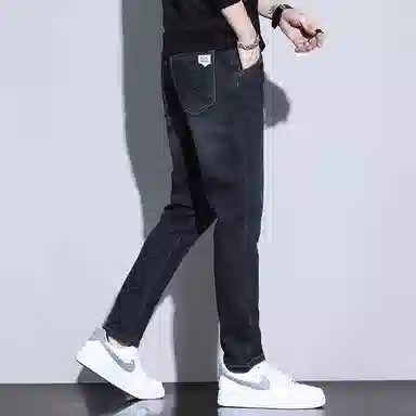羽浅 夏季薄款九分潮牌百搭运动休闲牛仔裤 男款