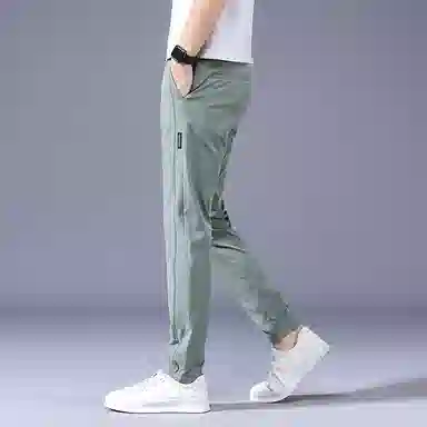 羽浅 夏天薄款冰丝运动长裤潮流弹力修身时尚简约百搭休闲裤 男款