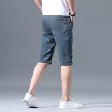 羽浅 夏季薄款莱赛尔天丝五分裤商务休闲直筒中裤时尚弹力修身舒适百搭牛仔短裤 男款