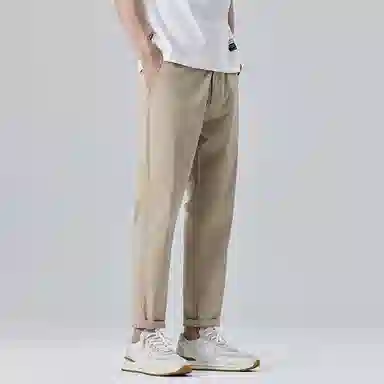 羽浅 运动修身直筒透气日常通勤百搭半松紧腰舒适弹力九分休闲裤 男款
