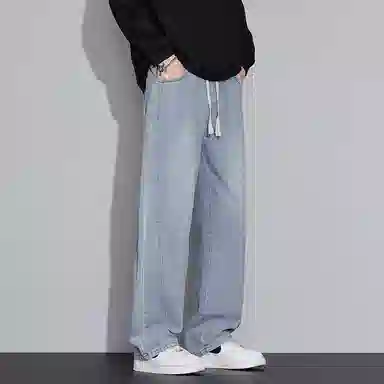 羽浅 潮牌复古百搭腿显瘦休闲长裤秋冬季时尚怀旧潮流耐磨宽松直筒牛仔裤 男款