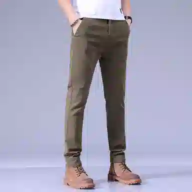 羽浅 夏季薄款松紧腰长裤潮流绣标时尚轻商务弹力修身百搭休闲裤 男款