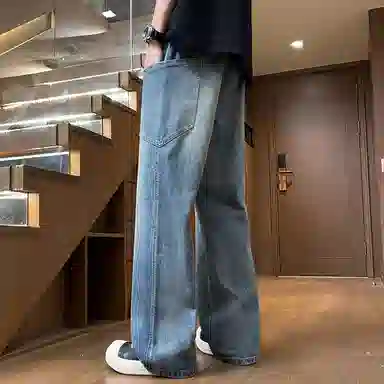 羽浅 宽松薄款美式复古水洗百搭时尚简约休闲牛仔裤 男款