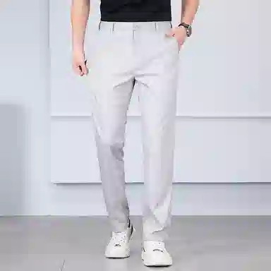 羽浅 高档莱赛尔天丝轻薄透气亚麻长裤时尚免烫商务弹力裤子潮流百搭合体直筒休闲裤 男款