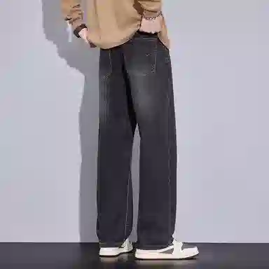 羽浅 秋冬季潮牌复古休闲宽松显瘦阔腿长裤潮流怀旧时尚耐磨百搭直筒牛仔裤 男款
