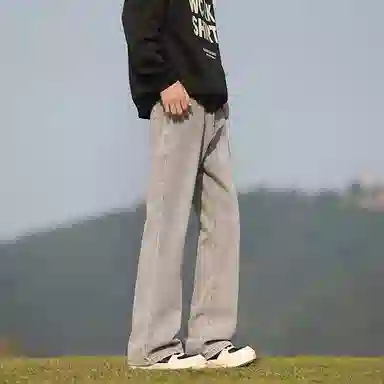 羽浅 港风运动宽松时尚简约直筒裤休闲长裤牛仔裤 男女同款