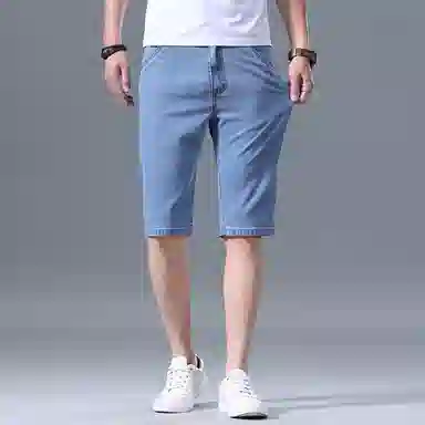 羽浅 夏季薄款莱赛尔天丝五分裤商务休闲直筒中裤时尚弹力修身舒适百搭牛仔短裤 男款
