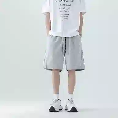 羽浅 宽松纯色美式五分裤休闲短裤 男女同款