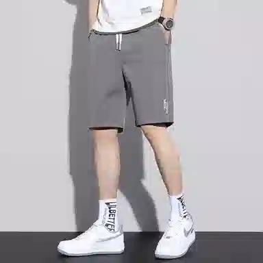 羽浅 时尚舒适宽松中裤外穿五分直筒休闲短裤 男款