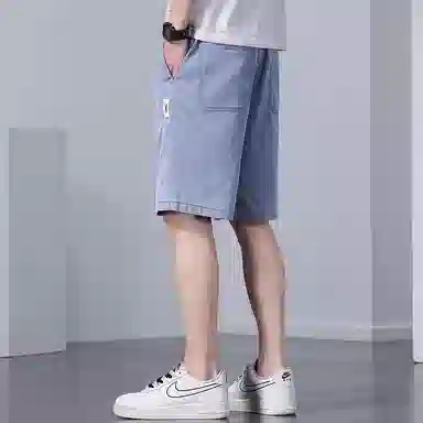 羽浅 薄款五分裤弹力运动中裤时尚贴标百搭休闲短裤 男款