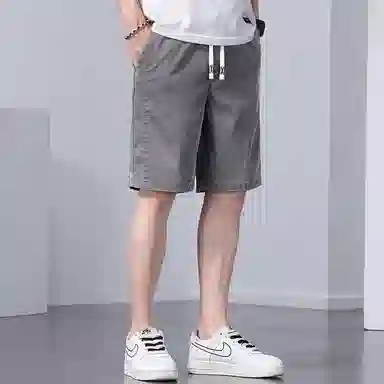羽浅 薄款五分裤弹力运动中裤时尚贴标百搭休闲短裤 男款