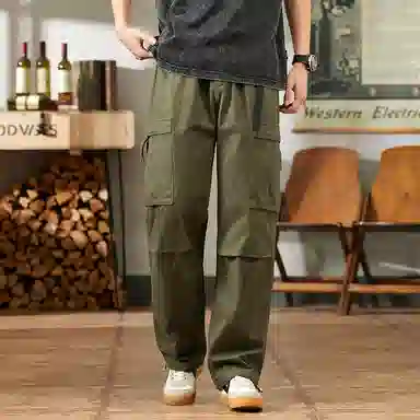 羽浅 美式多口袋宽松直筒潮牌百搭工装休闲裤 男款