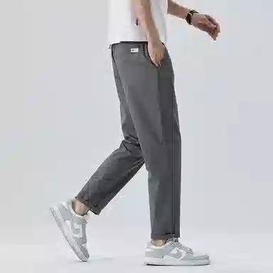 羽浅 运动修身直筒透气日常通勤百搭半松紧腰舒适弹力九分休闲裤 男款