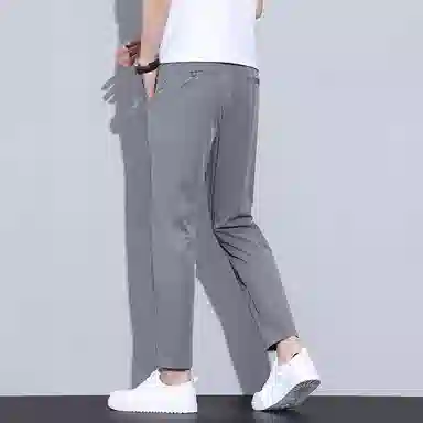 羽浅 薄款纯色日常通勤百搭舒适简约直筒垂感休闲裤 男款