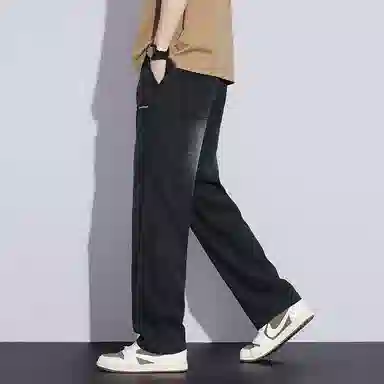 羽浅 潮流莱赛尔天丝透气百搭长裤时尚个性刺绣弹力宽松直筒牛仔裤 男款