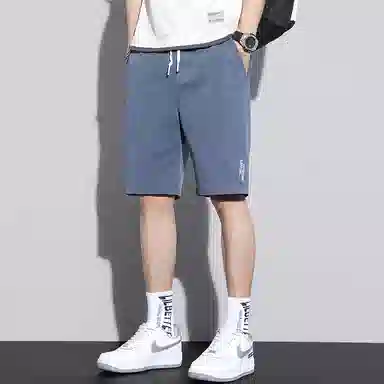 羽浅 时尚舒适宽松中裤外穿五分直筒休闲短裤 男款