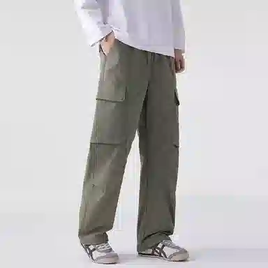 羽浅 美式多口袋工装裤秋冬季宽松直筒复古户外山系百搭休闲裤 男款