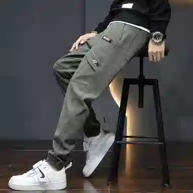 羽浅 哈伦春秋季潮流时尚百搭帅气弹力拼接工装束脚九分休闲裤 男款
