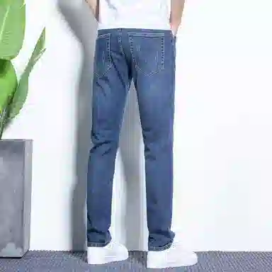羽浅 舒适透气排汗合身直筒时尚个性简约百搭耐穿耐磨弹力牛仔裤 男款