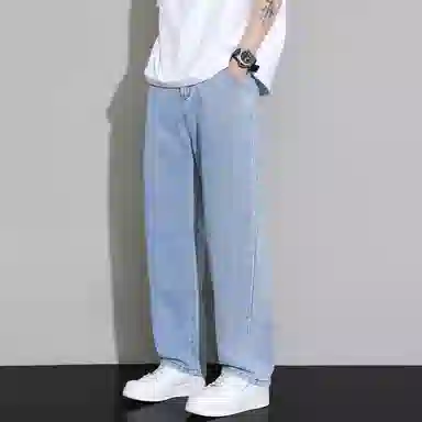 羽浅 休闲简约宽松直筒长裤美式高街多色水洗牛仔裤 男女同款