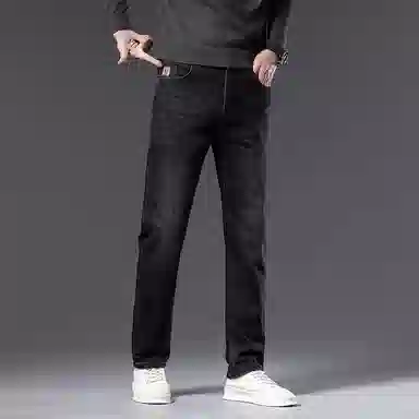 羽浅 弹力休闲宽松直筒韩版商务百搭牛仔裤 男款